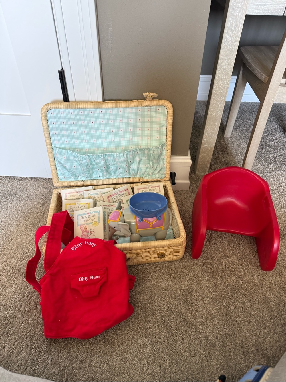 Vintage Bitty Baby Baby with Wicker Travel Luggage & Accessories